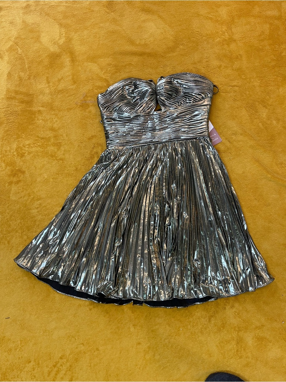 Metallic Pleated Girls Dance Dress in Shiny Silver - Picture 1 of 6